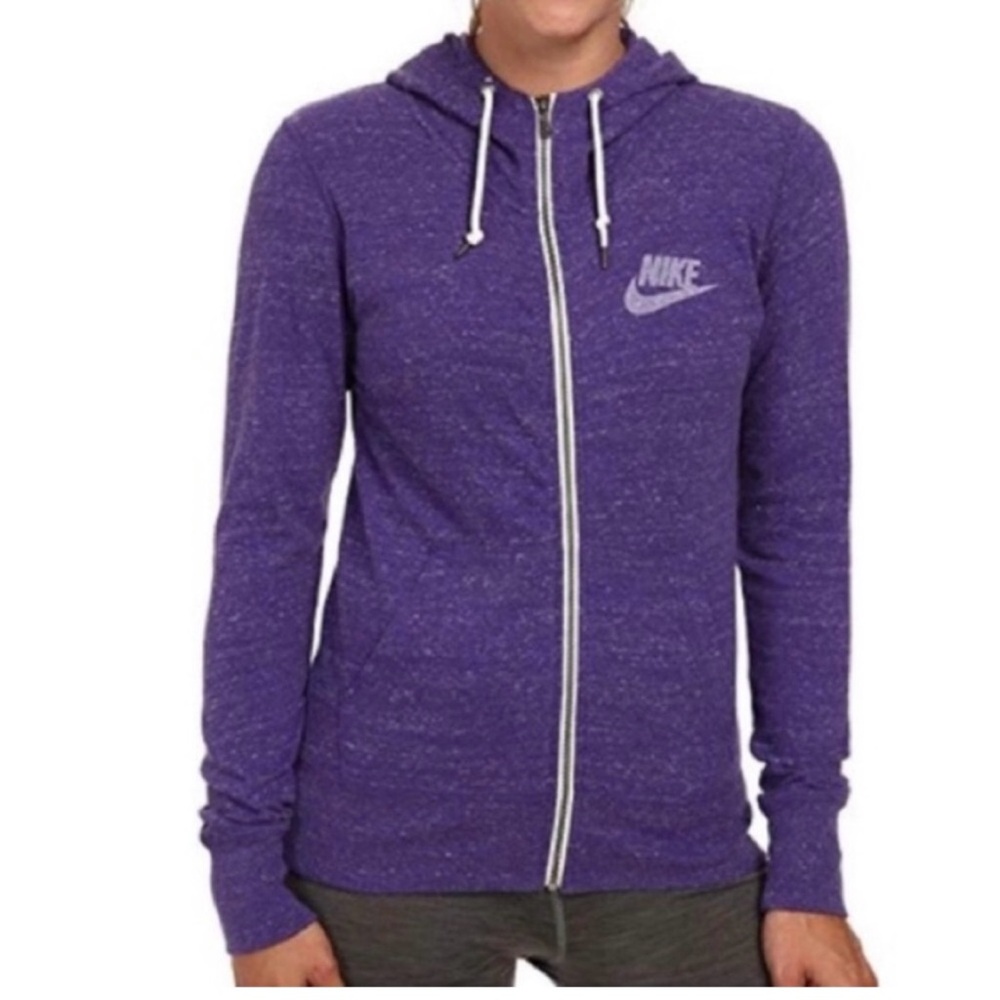 Women’s Nike Long Sleeve Gym Classic Full Zip Hoodie - Heather Purple